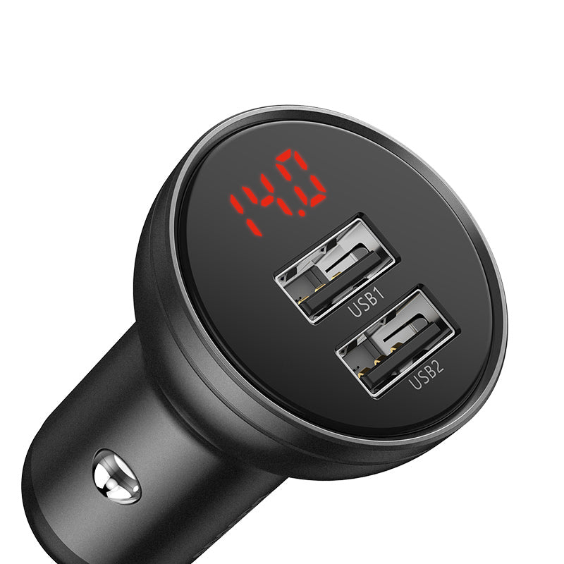 Metal digital display dual USB car charger - Premium Interior Parts from Rapidvehicles - Just $18.89! Shop now at Rapidvehicles