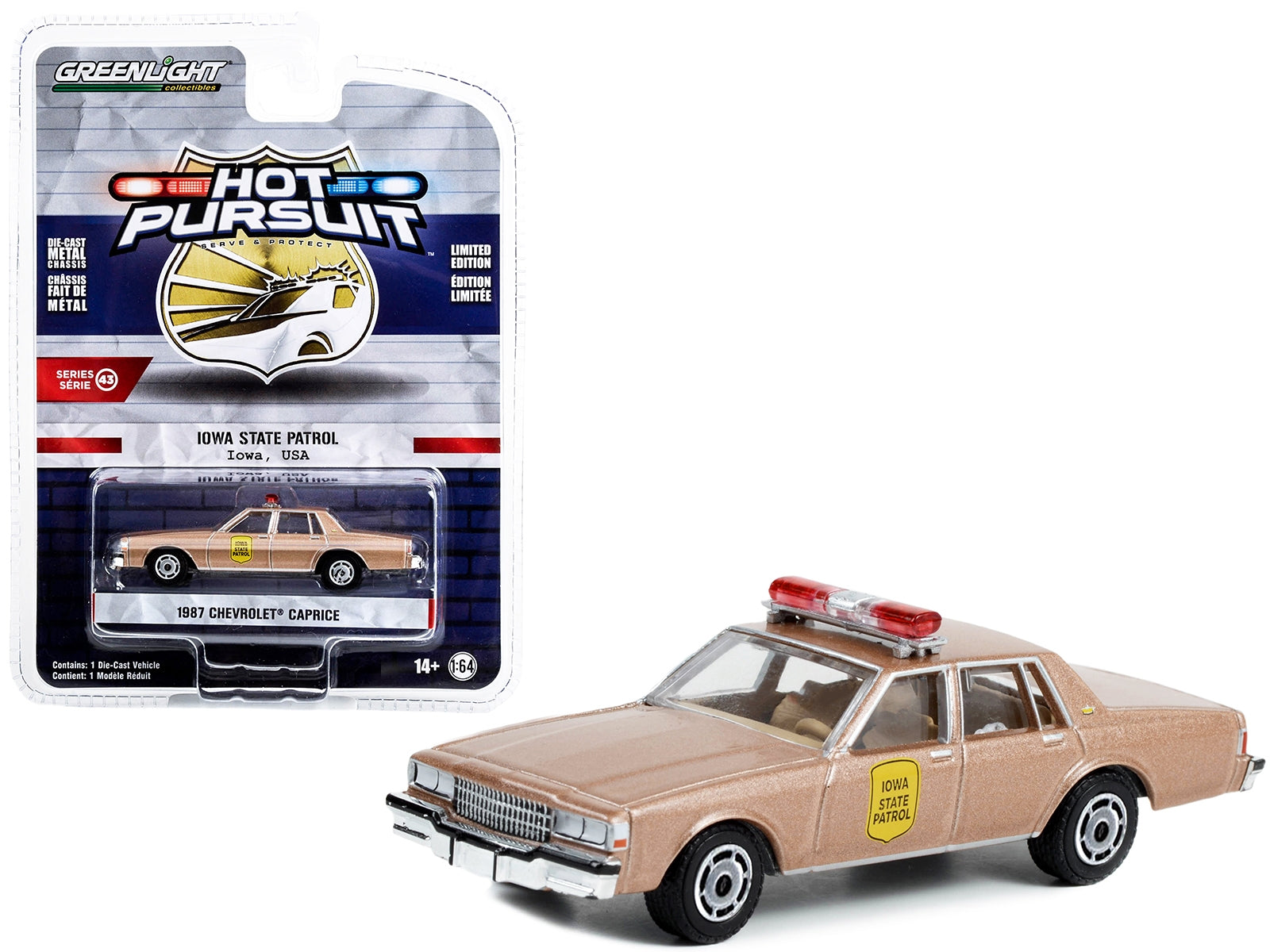 1987 Chevrolet Caprice Beige Metallic "Iowa State Patrol" "HotFREE SHIPPING IN US - Premium Police Models from Greenlight - Just $26.09! Shop now at Rapidvehicles