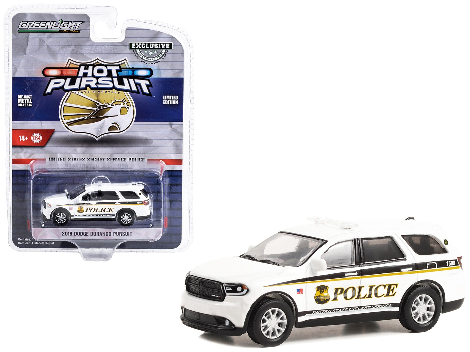 2018 Dodge Durango Pursuit White "United States Secret Service Police" Washington DC "Hot Pursuit" Special Edition 1/64 Diecast Model Car by Greenlight - Premium Police Models from Greenlight - Just $17.99! Shop now at Rapidvehicles