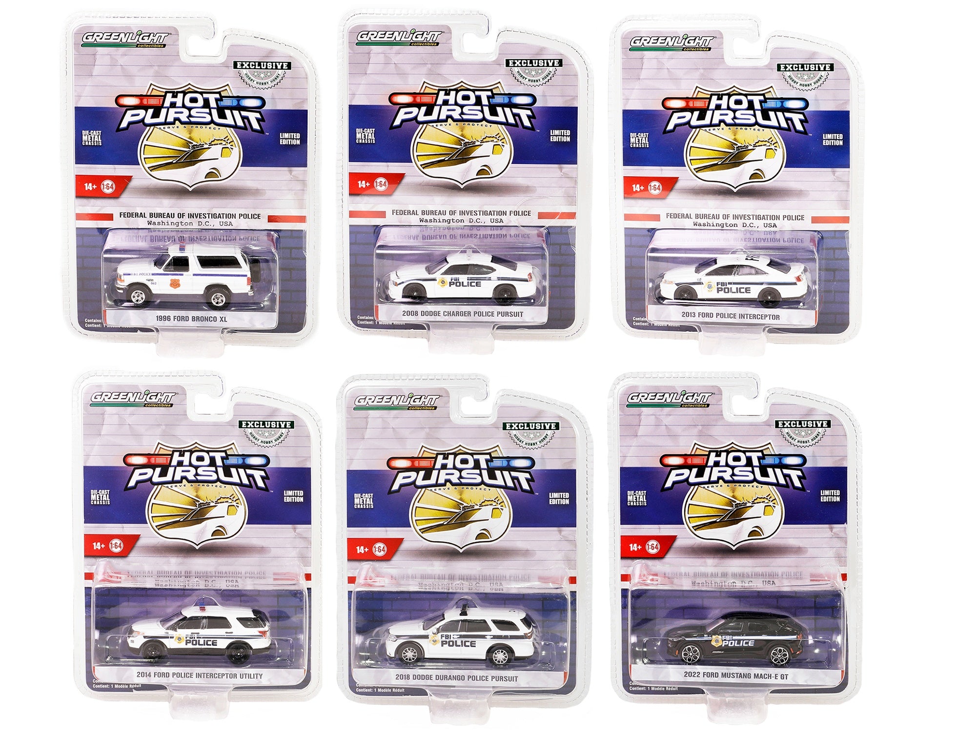 "Hot Pursuit" Special Edition "FBI Police (Federal Bureau of Investigation Police)" Set of 6 Police Cars 1/64 Diecast Model Cars by Greenlight - Premium Police Models from Greenlight - Just $74.99! Shop now at Rapidvehicles