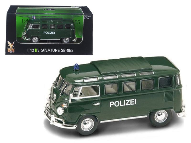 1962 Volkswagen Microbus Police Green 1/43 Diecast Car Model by Road Signature free shipping USA