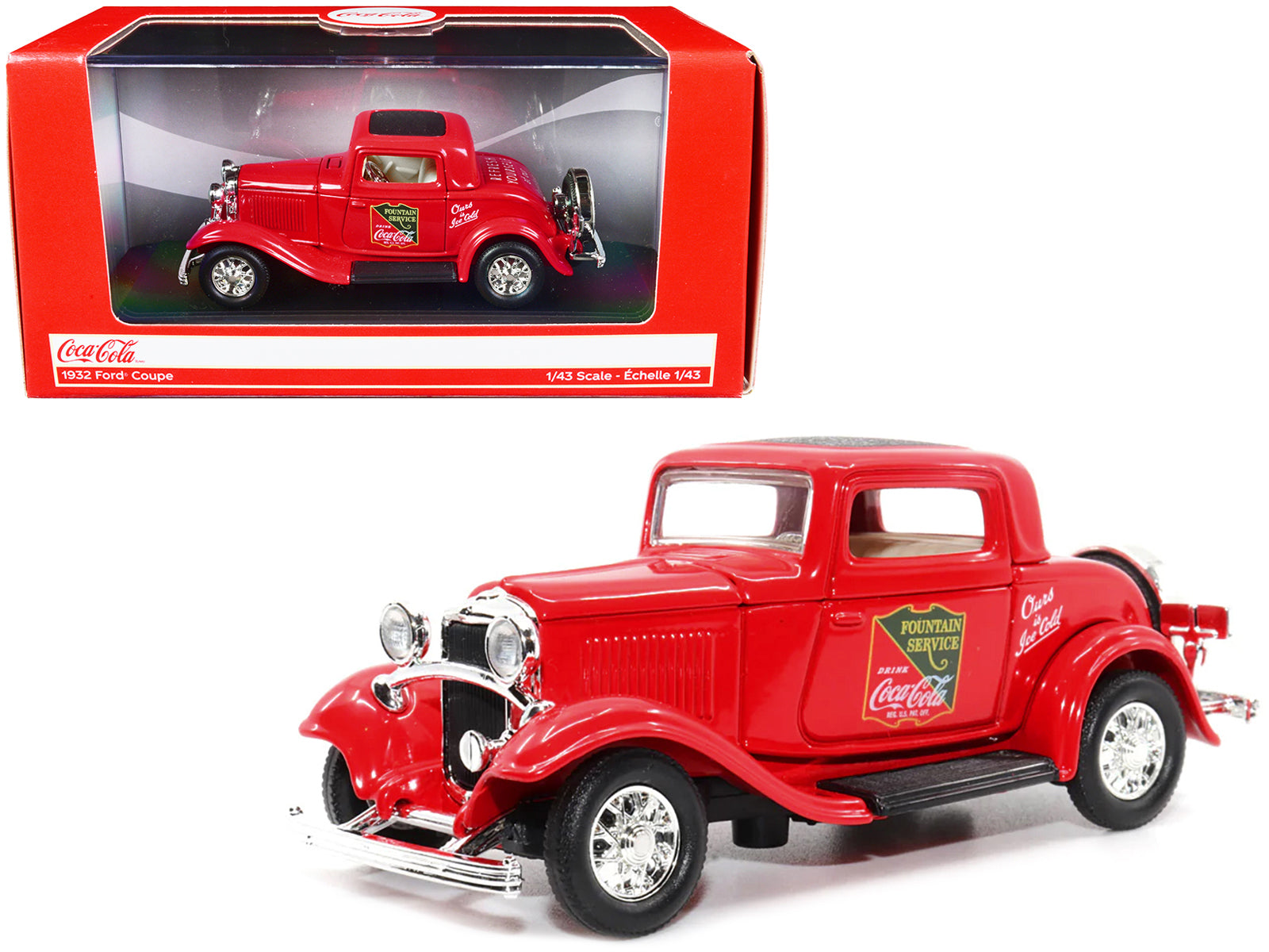 1932 Ford Coupe "Coca-Cola" Red with Black Top 1/43 Diecast Model Car by Motor City Classics free shipping USA