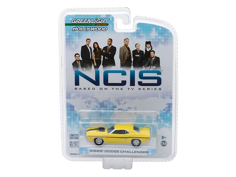 1970 Dodge Challenger R/T (Gibbs') Yellow with Black Stripes "NCIS" (2003) TV Series "Hollywood" Series 1/64 Diecast Model Car by Greenlight free shipping USA