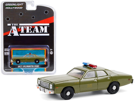 1977 Plymouth Fury "U.S. Army Police" Army Green "The A-Team" - Premium Movie/TV Series Models from Greenlight - Just $23.99! Shop now at Rapidvehicles