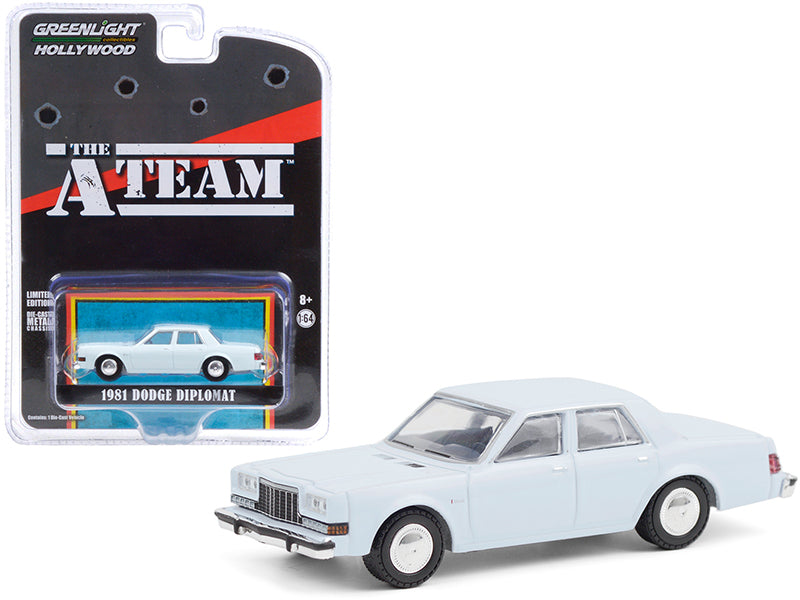 1981 Dodge Diplomat Light Blue "The A-Team" (1983-1987) TV Series "Hollywood Special Edition" 1/64 Diecast Model Car by Greenlight free shipping USA