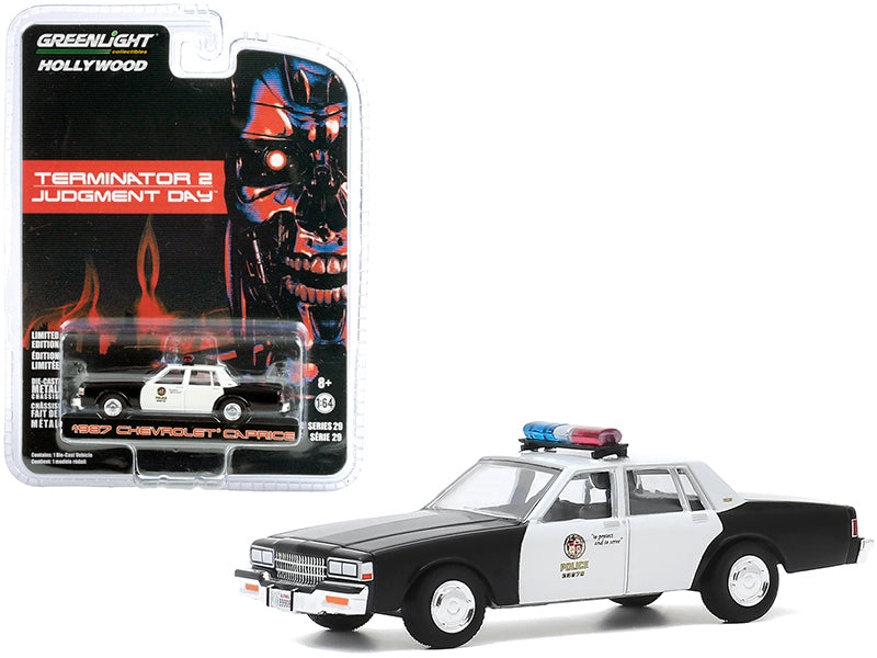 1987 Chevrolet Caprice "Metropolitan Police" Black and White "Terminator 2: Judgment Day" (1991) Movie "Hollywood Series" Release 29 1/64 Diecast Model Car by Greenlight - Premium Movie/TV Series Models from Greenlight - Just $17.99! Shop now at Rapidvehicles