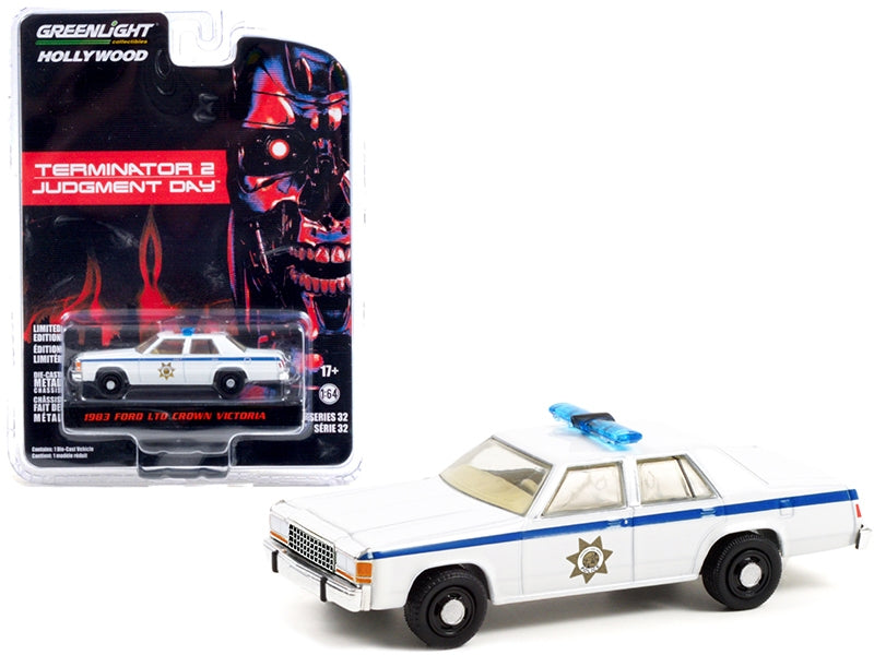 1983 Ford LTD Crown Victoria Police White "Terminator 2: Judgment - Premium Movie/TV Series Models from Greenlight - Just $26.09! Shop now at Rapidvehicles