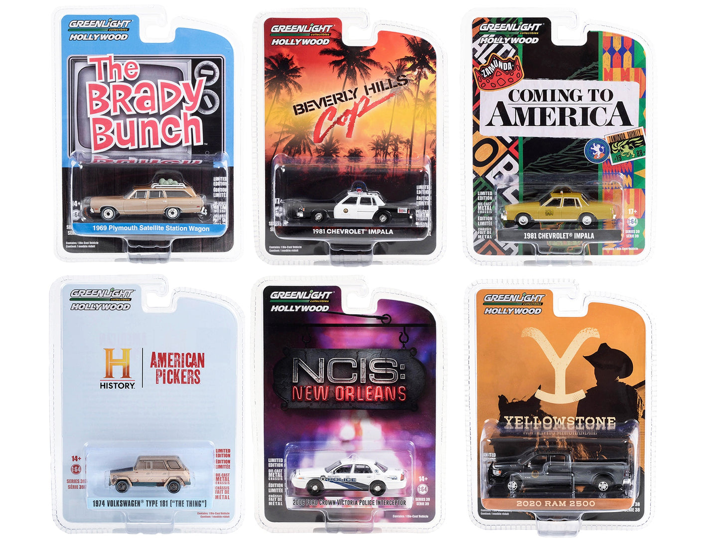 "Hollywood Series" Set of 6 pieces Release 39 1/64 Diecast Model