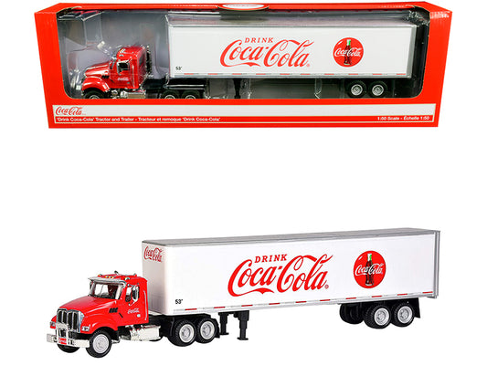 Truck Tractor with 53' Trailer "Drink Coca-Cola" Red and White 1/50 Diecast Model by Motorcity Classics free shipping USA