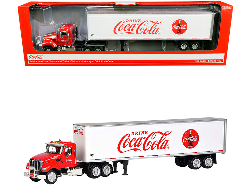 Truck Tractor with 53' Trailer "Drink Coca-Cola" Red and White 1/50 Diecast Model by Motorcity Classics free shipping USA