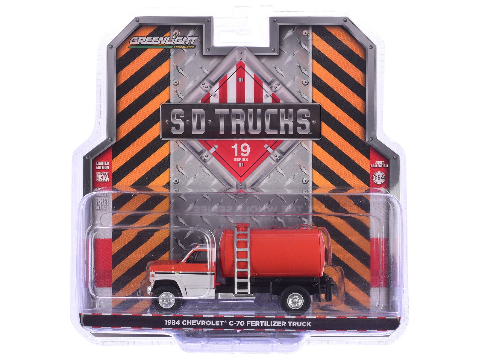 1984 Chevrolet C-70 Fertilizer Truck Red and White Cab with Red Tank "S.D. Trucks" Series 19 1/64 Diecast Model by Greenlight free shipping USA