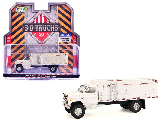 1980 Chevrolet C-70 Grain Truck White (Weathered) "S.D. Trucks" Series 20 1/64 Diecast Model by Greenlight