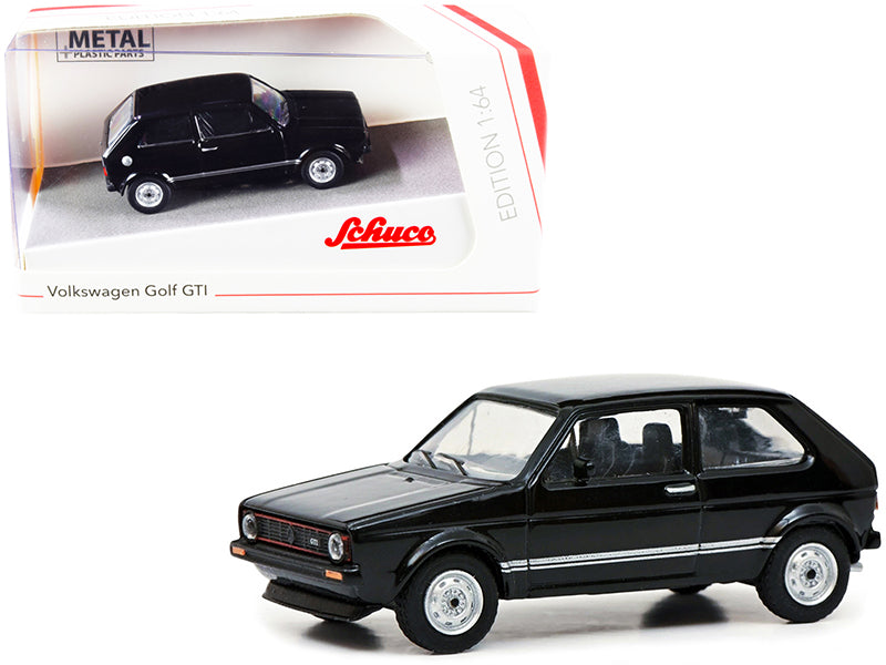 Volkswagen Golf GTI Black with Silver Stripes 1/64 Diecast Model Car by Schuco free shipping USA
