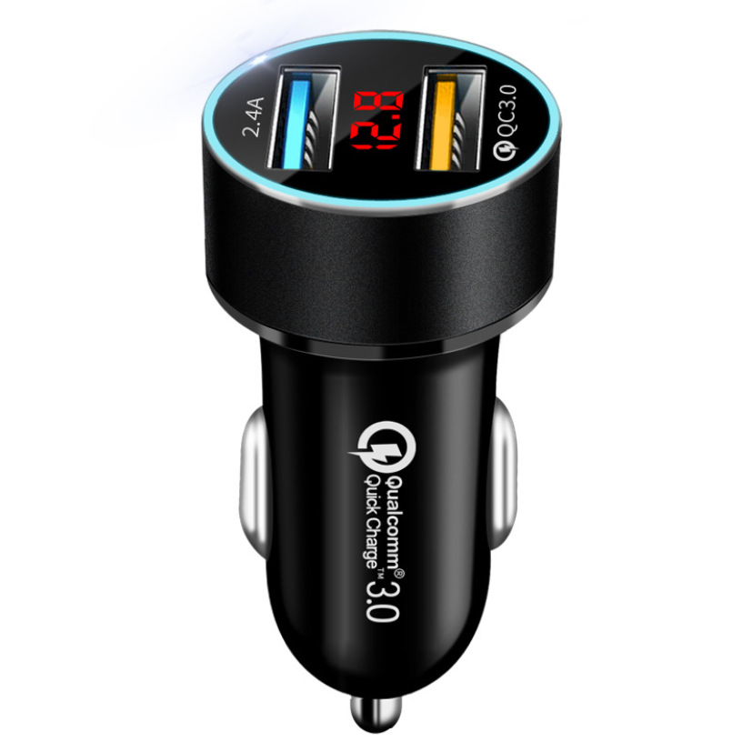 Color: Black QC3.0 2.4A - LED digital display car charger - Premium Spark Plugs & Ignition System from Rapidvehicles - Just $12.59! Shop now at Rapidvehicles