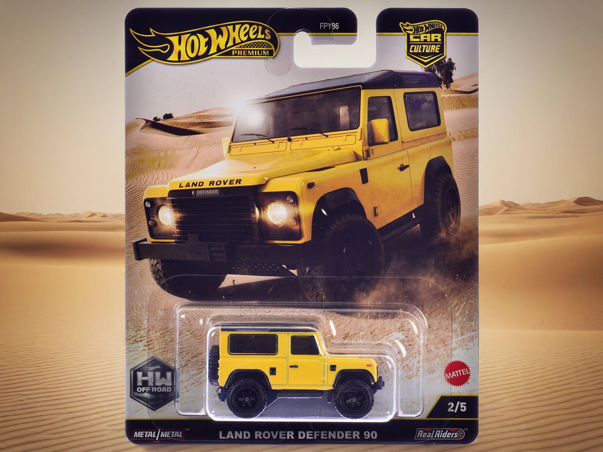Land Rover Defender 90 Yellow with Black Top "HW Off Road" Series Diecast Model Car by Hot Wheels - Use code SHOPAPP15 to get 15 percent off