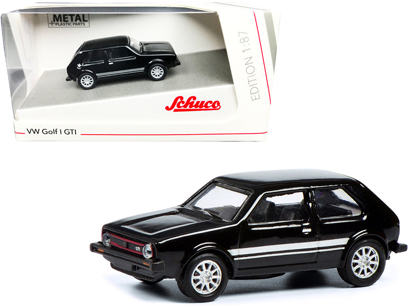 Volkswagen Golf I GTI Black with Silver Stripes 1/87 (HO) Diecast Model Car by Schuco free shipping USA