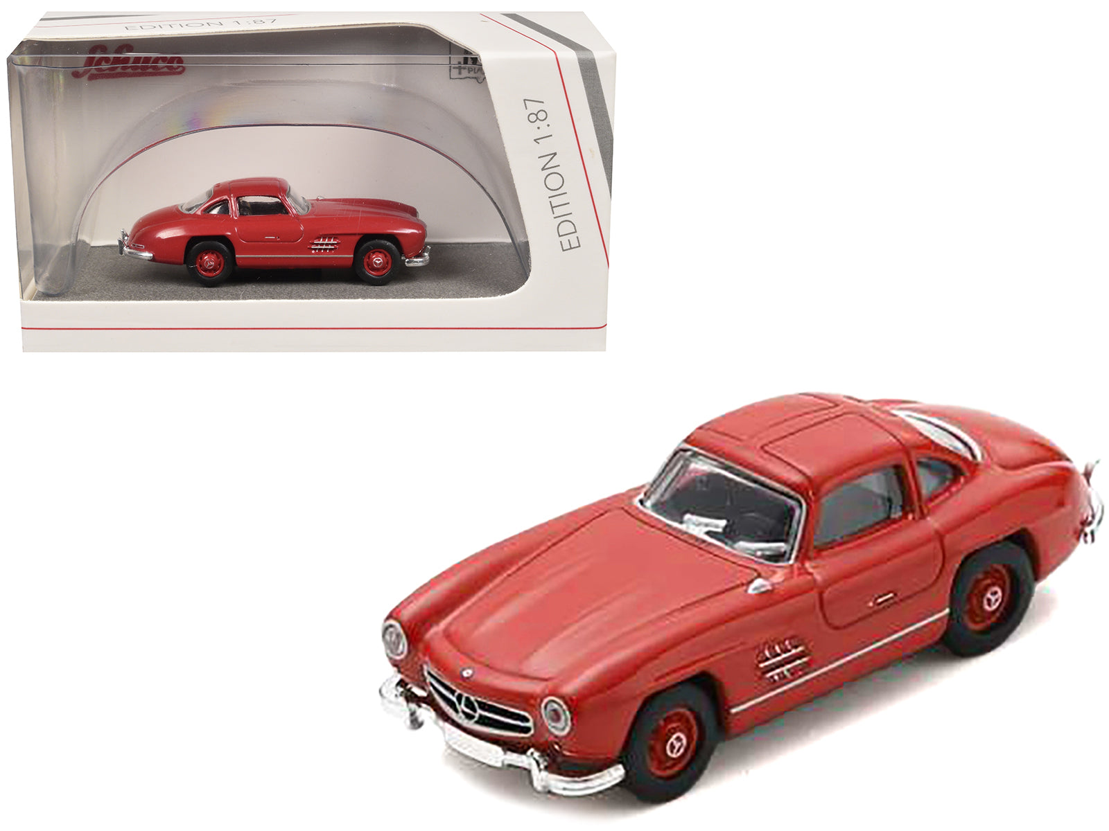 Mercedes-Benz 300 SL Gullwing Coupe Red 1/87 (HO) Diecast Model Car by Schuco free shipping USA