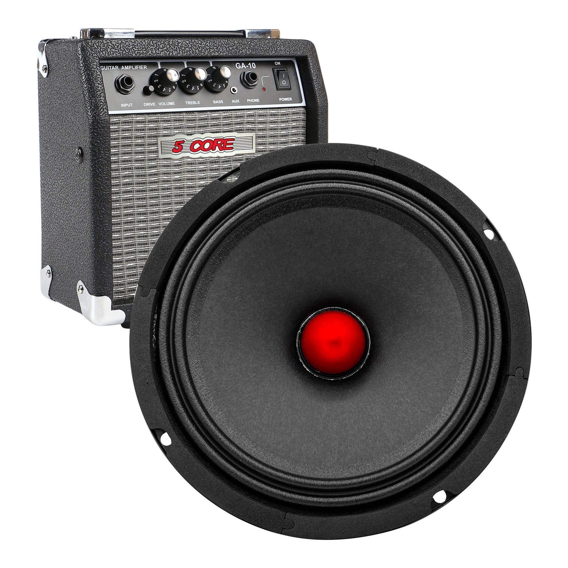 5 CORE 8 Inch Mid-Range Bullet Pro Audio Car Speaker, Red Aluminium Bullet, Loudspeaker 580W Max 8 Ohms - Premium Quality Audio Door Speakers for Car or Truck Stereo Sound System - Premium Car Speakers & Speaker Systems from 5 Core - Just $47.61! Shop now at Rapidvehicles