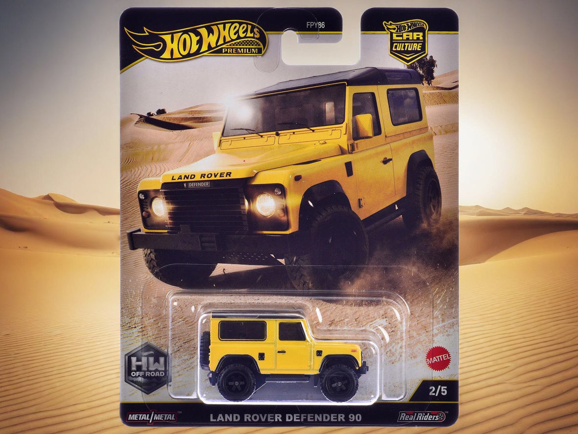 Land Rover Defender 90 Yellow with Black Top "HW Off Road" Series Diecast Model Car by Hot Wheels - Use code SHOPAPP15 to get 15 percent off