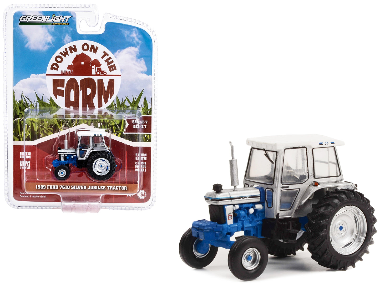 1989 Ford 7610 Silver Jubilee Tractor Silver and Blue with White - Premium Ford Models from Greenlight - Just $26.09! Shop now at Rapidvehicles