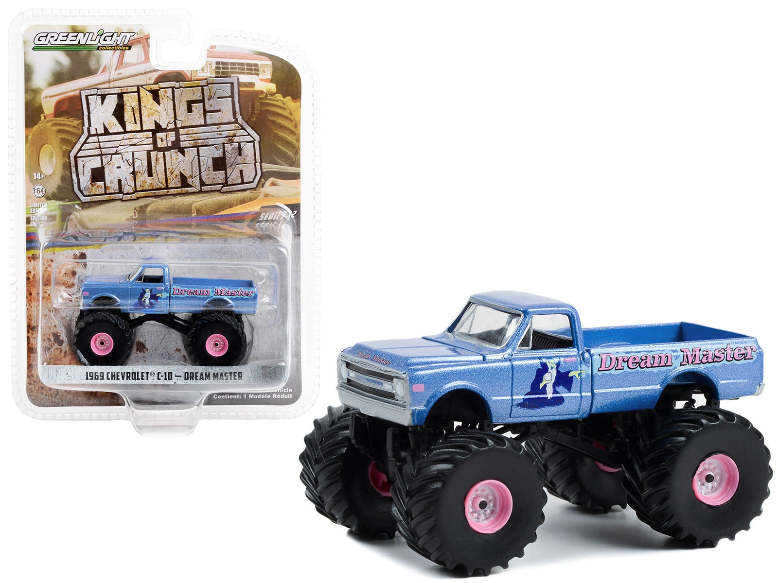 1969 Chevrolet C-10 Monster Truck Blue Metallic "Dream Master" "Kings of Crunch" Series 12 1/64 Diecast Model Car by Greenlight - Premium Monster Trucks Models from Greenlight - Just $25.07! Shop now at Rapidvehicles