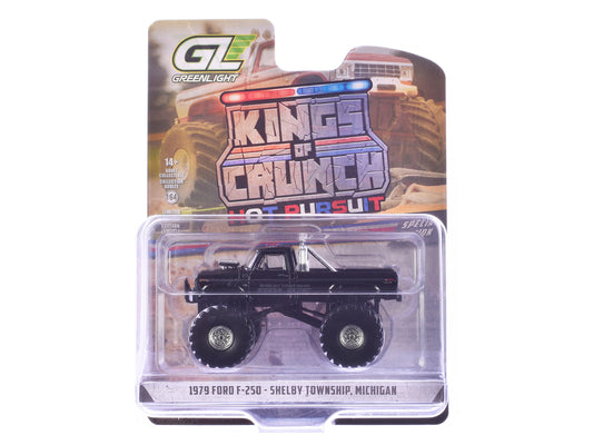 1979 Ford F-250 Monster Truck "Shelby Township Police Michigan" Black "Kings of Crunch - Hot Pursuit" Special Edition 1/64 Diecast Model Car by Greenlight - Use code SHOPAPP15 to get 15 percent off