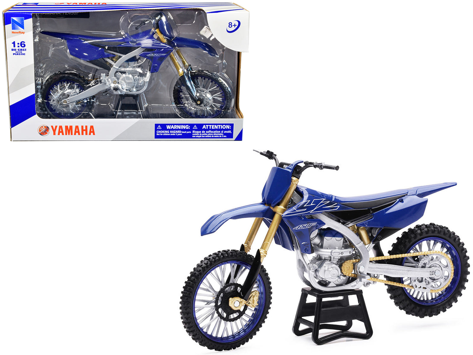 Yamaha YZ450F Dirt Bike Motorcycle Blue and Black 1/6 Diecast Model by New Ray free shipping USA