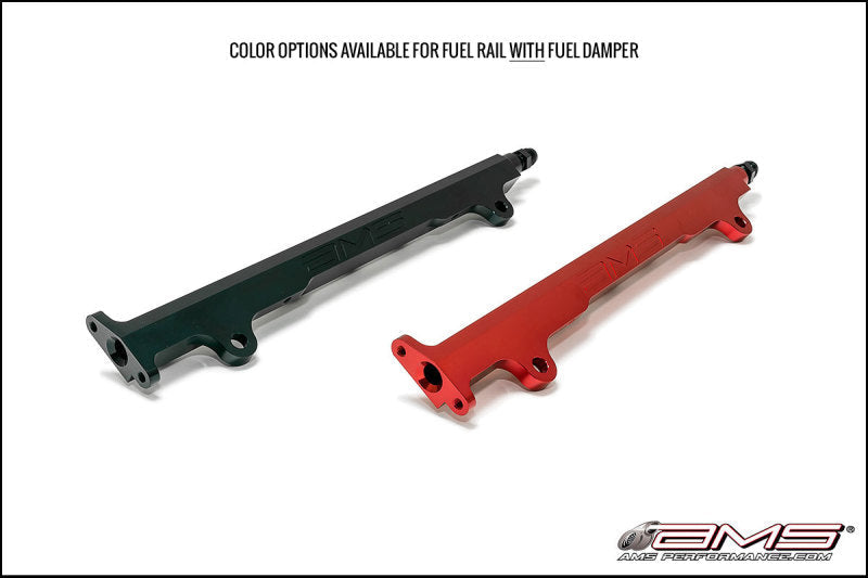AMS Performance 08-15 Mitsubishi EVO X CNC Machined Aluminum Fuel Rail w/Pulsation Dampener - Black AMS.04.07.0006-2