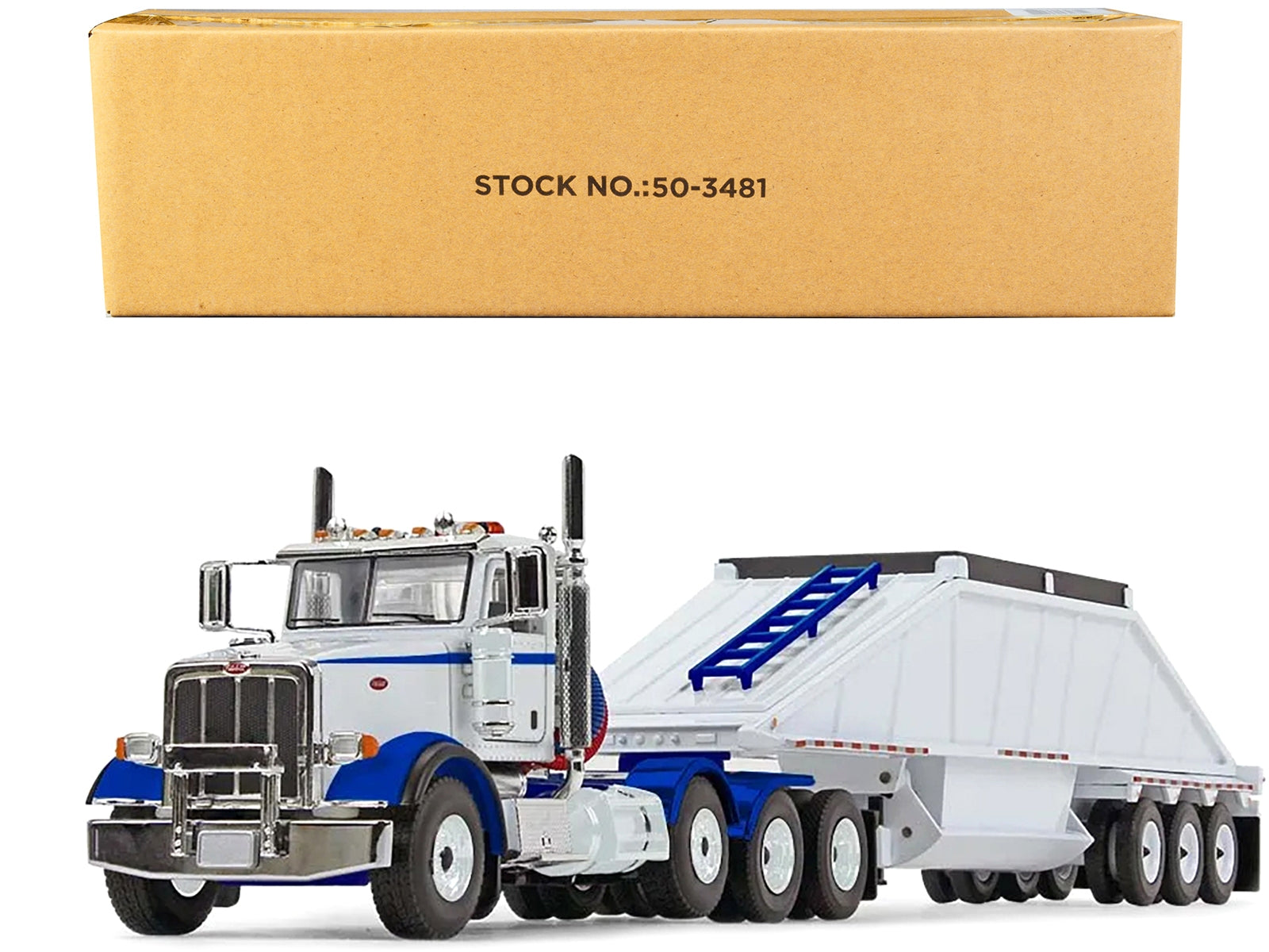 Peterbilt 367 Day Cab and Bottom Dump Trailer White and Surf Blue 1/50 Diecast Model by First Gear - Premium Peterbilt Models from First Gear - Just $120.83! Shop now at Rapidvehicles