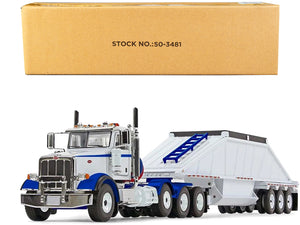 Peterbilt 367 Day Cab and Bottom Dump Trailer White and Surf Blue 1/50 Diecast Model by First Gear - Premium Peterbilt Models from First Gear - Just $120.83! Shop now at Rapidvehicles