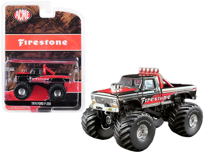 1974 Ford F-250 Monster Truck "Firestone" Black and Red "ACMEFREE SHIPPING IN US - Premium Monster Trucks Models from Greenlight - Just $33.14! Shop now at Rapidvehicles