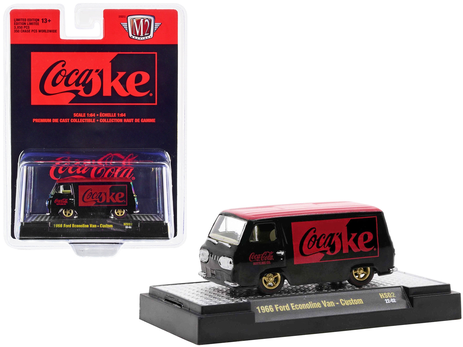 1966 Ford Econoline Custom Van "Coca-Cola" Black with Coke Red Top Limited Edition to 3850 pieces Worldwide 1/64 Diecast Model Car by M2 Machines - Premium Ford Models from M2 - Just $26.99! Shop now at Rapidvehicles