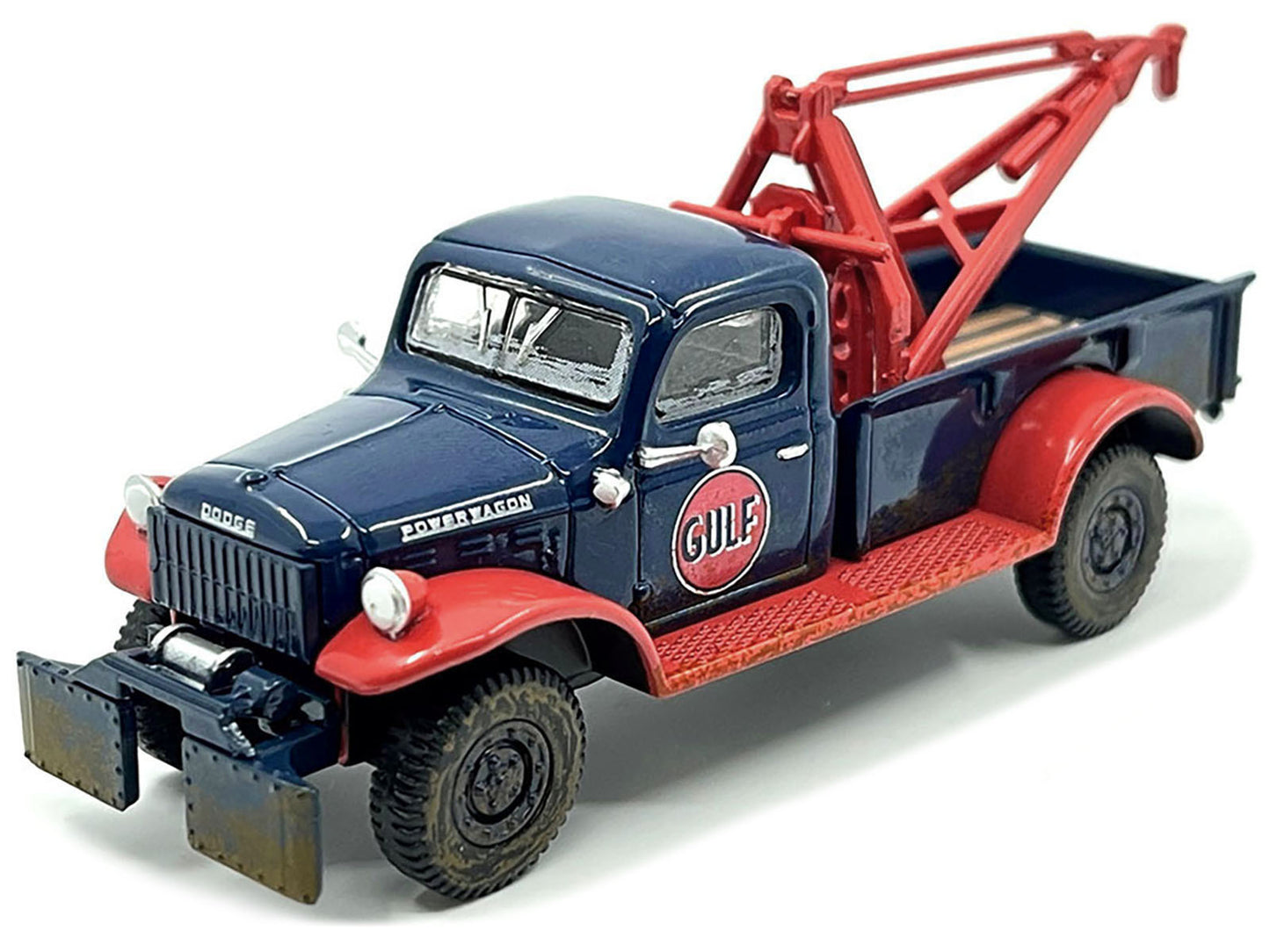 1950 Dodge Power Wagon Tow Truck Dark Blue (Weathered) "Gulf Oil" - Premium Gulf Models from Greenlight - Just $35.99! Shop now at Rapidvehicles