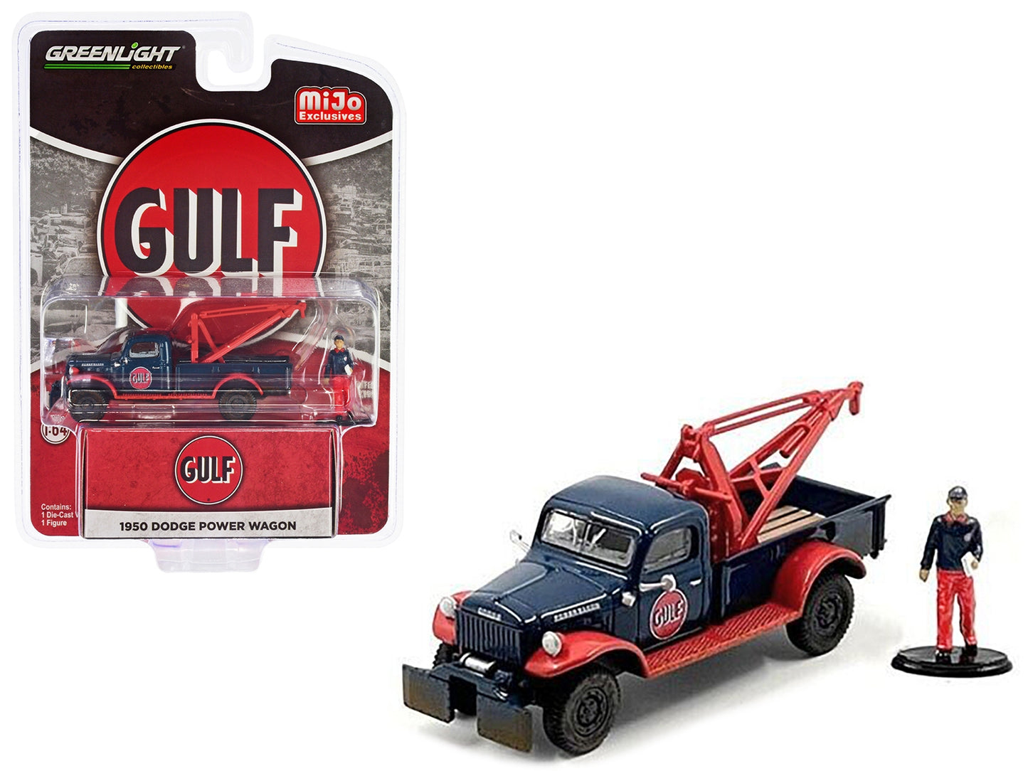 1950 Dodge Power Wagon Tow Truck Dark Blue (Weathered) "Gulf Oil" - Premium Gulf Models from Greenlight - Just $35.99! Shop now at Rapidvehicles