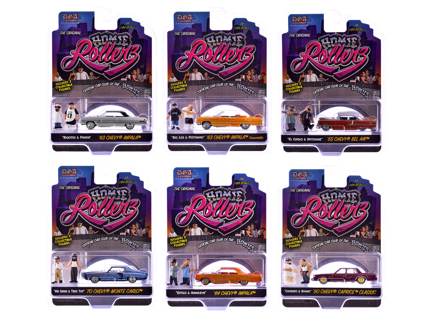 "Homie Rollerz" 2025 Series 1 Set of 6 Pieces Diecast Model Cars by Greenlight and DGA - Use code SHOPAPP15 to get 15 percent off