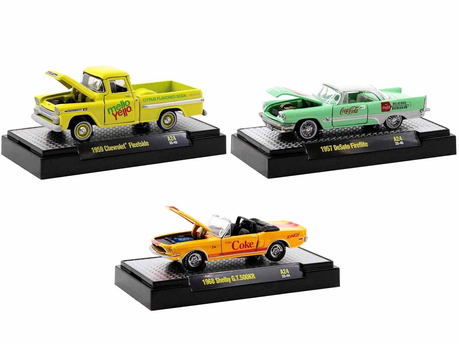 "Sodas" Set of 3 pieces Release 24 Limited Edition to 8750 pieces Worldwide 1/64 Diecast Model Cars by M2 Machines - Premium 1/64 Scale Sets from M2 - Just $53.88! Shop now at Rapidvehicles