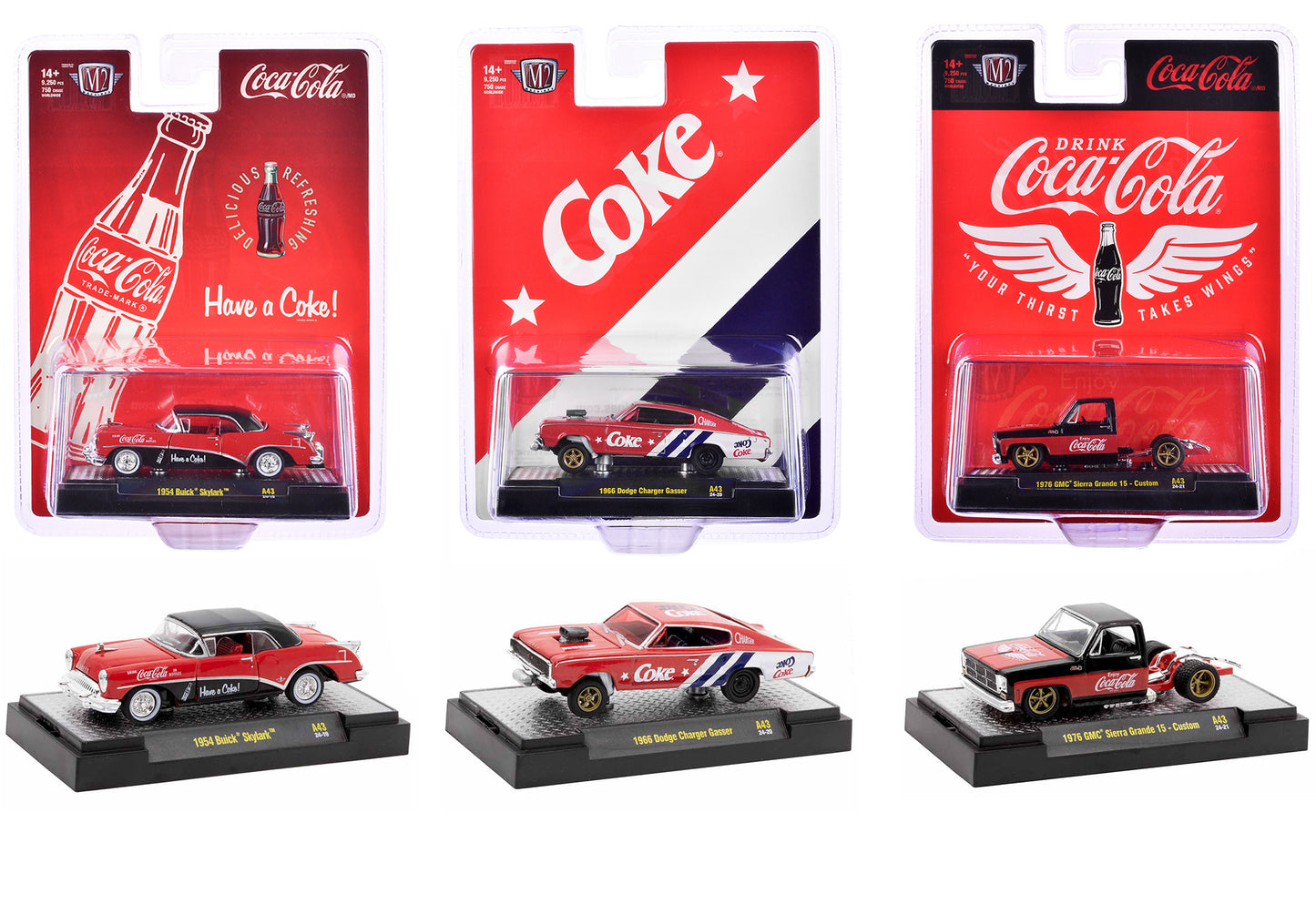 "Coca-Cola" Set of 3 pieces Release 43 Limited Edition to 10000 pieces Worldwide 1/64 Diecast Model Cars by M2 Machines - Use code SHOPAPP15 to get 15 percent off