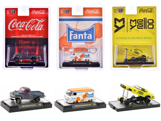 "Sodas" Set of 3 pieces Release 44 Limited Edition to 8250 pieces Worldwide 1/64 Diecast Model Cars by M2 Machines free shipping USA