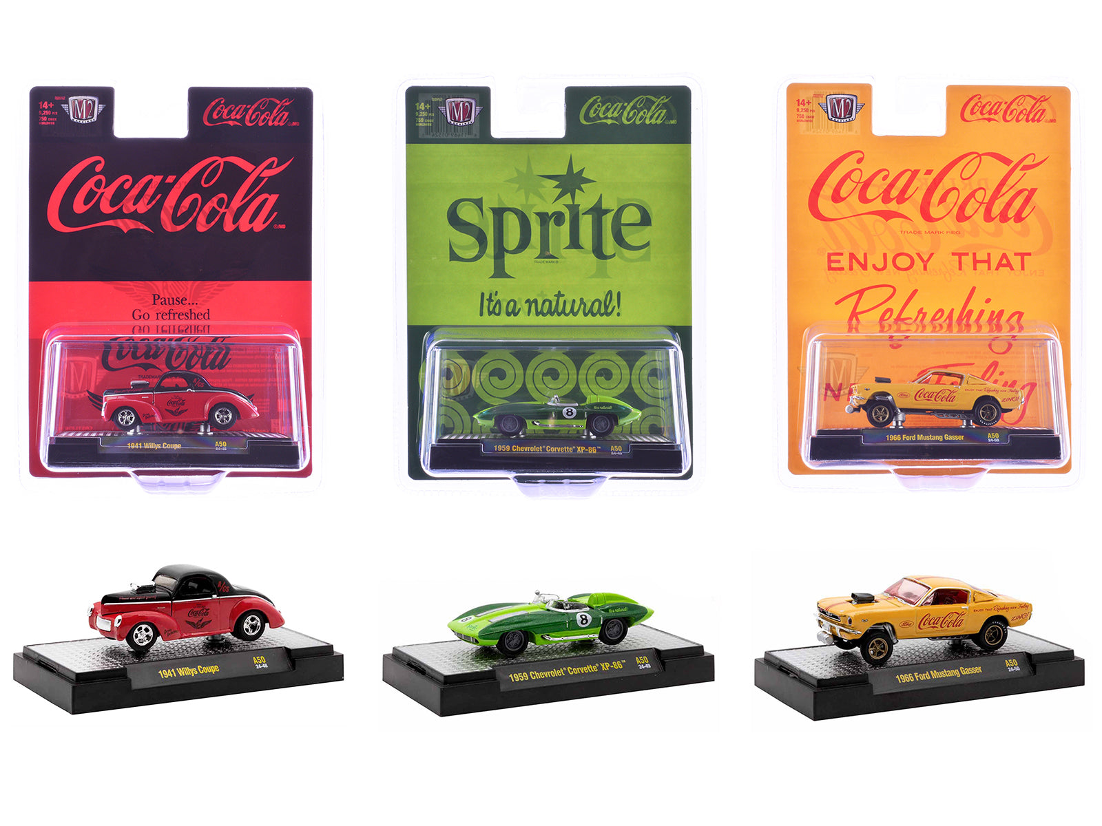 "Sodas" Set of 3 pieces Release 50 Limited Edition to 10000 pieces Worldwide 1/64 Diecast Model Cars by M2 Machines free shipping USA
