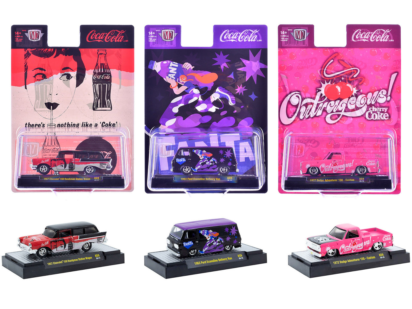 "Sodas" Set of 3 pieces Release 59 Limited Edition to 9600 pieces Worldwide 1/64 Diecast Model Cars by M2 Machines