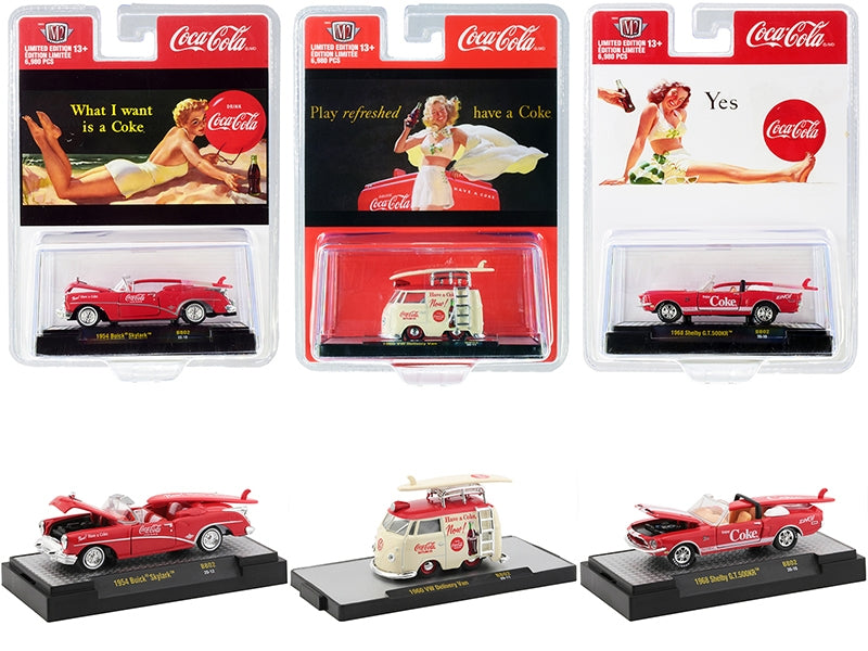 "Coca-Cola Bathing Beauties" Set of 3 Cars with Surfboards - Premium 1/64 Scale Sets from M2 - Just $67.49! Shop now at Rapidvehicles