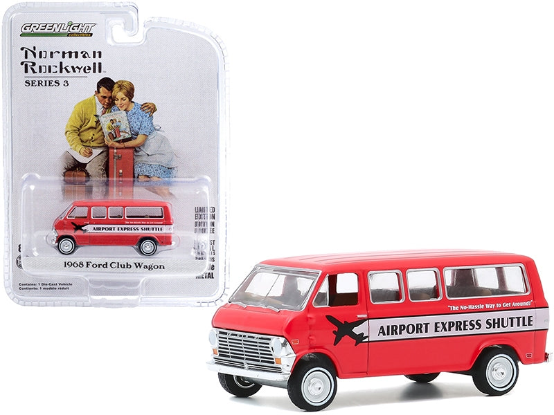 1968 Ford Club Wagon Bus "Airport Express Shuttle" Red with White - Premium Ford Models from Greenlight - Just $28.79! Shop now at Rapidvehicles