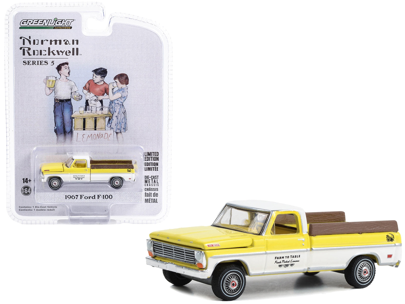 1967 Ford F-100 Pickup Truck Yellow and White with Yellow Interior "Farm to Table Fresh Picked Lemons" "Norman Rockwell" Series 5 1/64 Diecast Model Car by Greenlight - Premium Pickup Trucks Models from Greenlight - Just $22.99! Shop now at Rapidvehicles