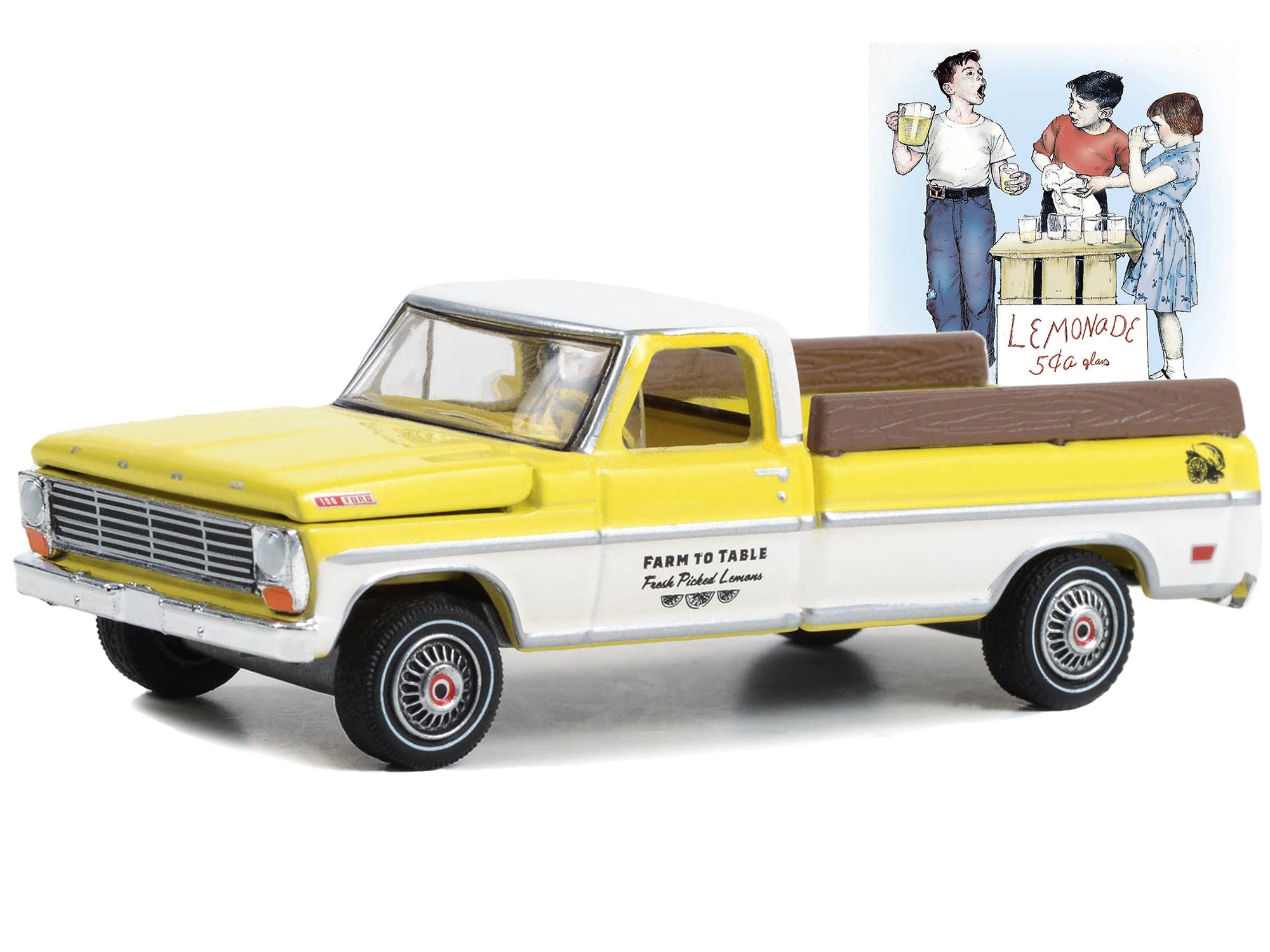 1967 Ford F-100 Pickup Truck Yellow and White with Yellow Interior "Farm to Table Fresh Picked Lemons" "Norman Rockwell" Series 5 1/64 Diecast Model Car by Greenlight - Premium Pickup Trucks Models from Greenlight - Just $22.99! Shop now at Rapidvehicles