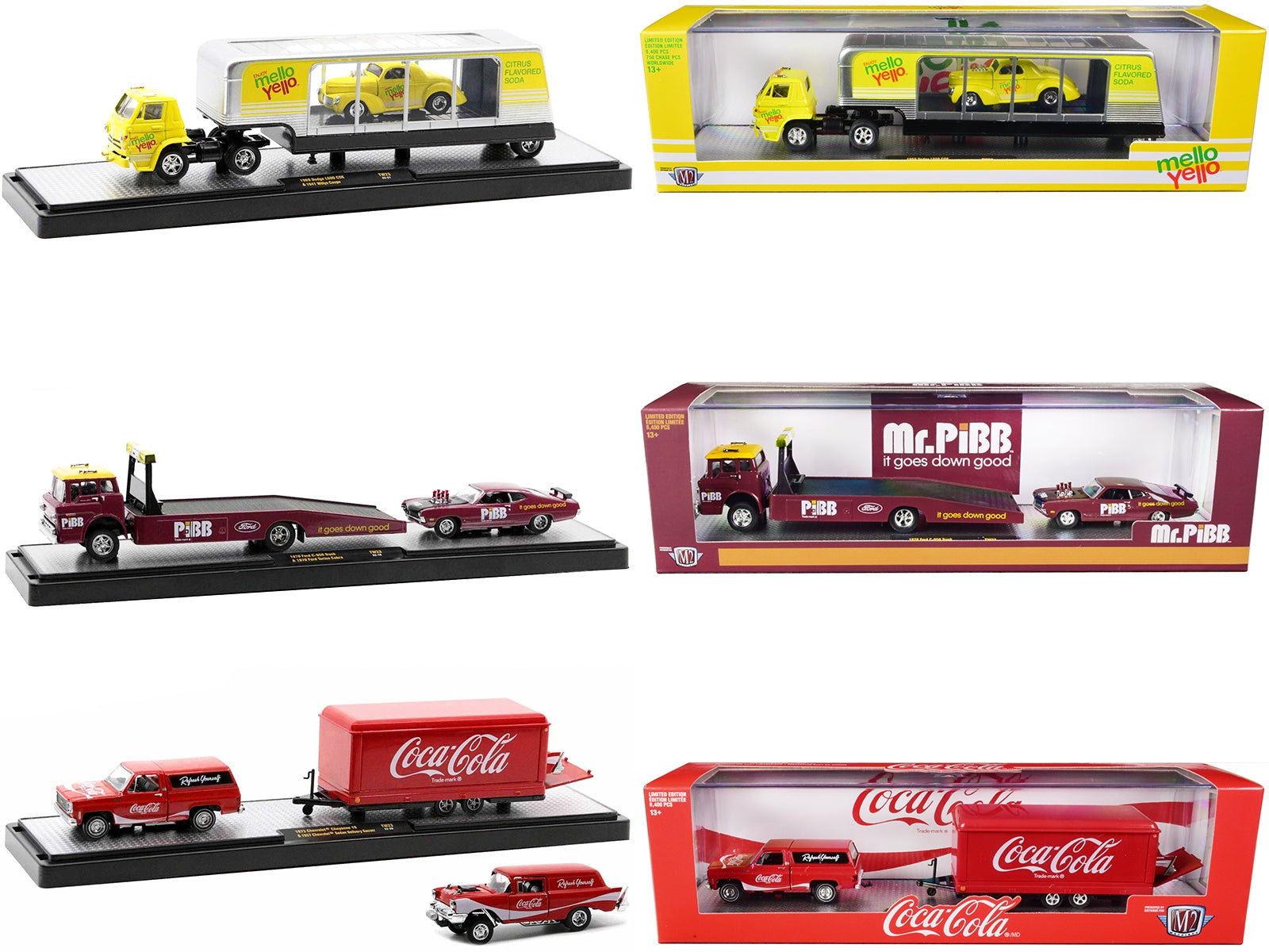 Auto Haulers "Coca-Cola" Set of 3 pieces Release 23 Limited Edition 1/64 Diecast Model Cars by M2 Machines - Premium 1/64 Scale Sets from M2 - Just $117.43! Shop now at Rapidvehicles