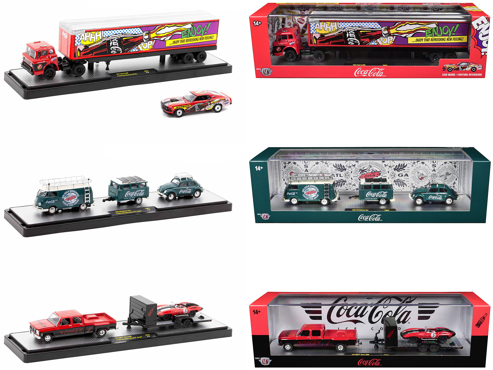 Auto Haulers "Coca-Cola" Set of 3 pieces Release 32 Limited Edition to 7250 pieces Worldwide 1/64 Diecast Models by M2 Machines free shipping USA