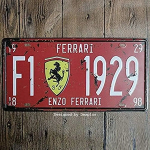 Retro Vintage Funny 6X12 Inch Indoor F1 ENZO Ferrari 1929 Metal Tin Sign Garage License Plate Kitchen Decor Bar Pub Club Cafe Home Restaurant Wall Decor Art Sign Post Gifts for Man(1-Rw-2) - Premium  from Rapidvehicles - Just $19.99! Shop now at Rapidvehicles