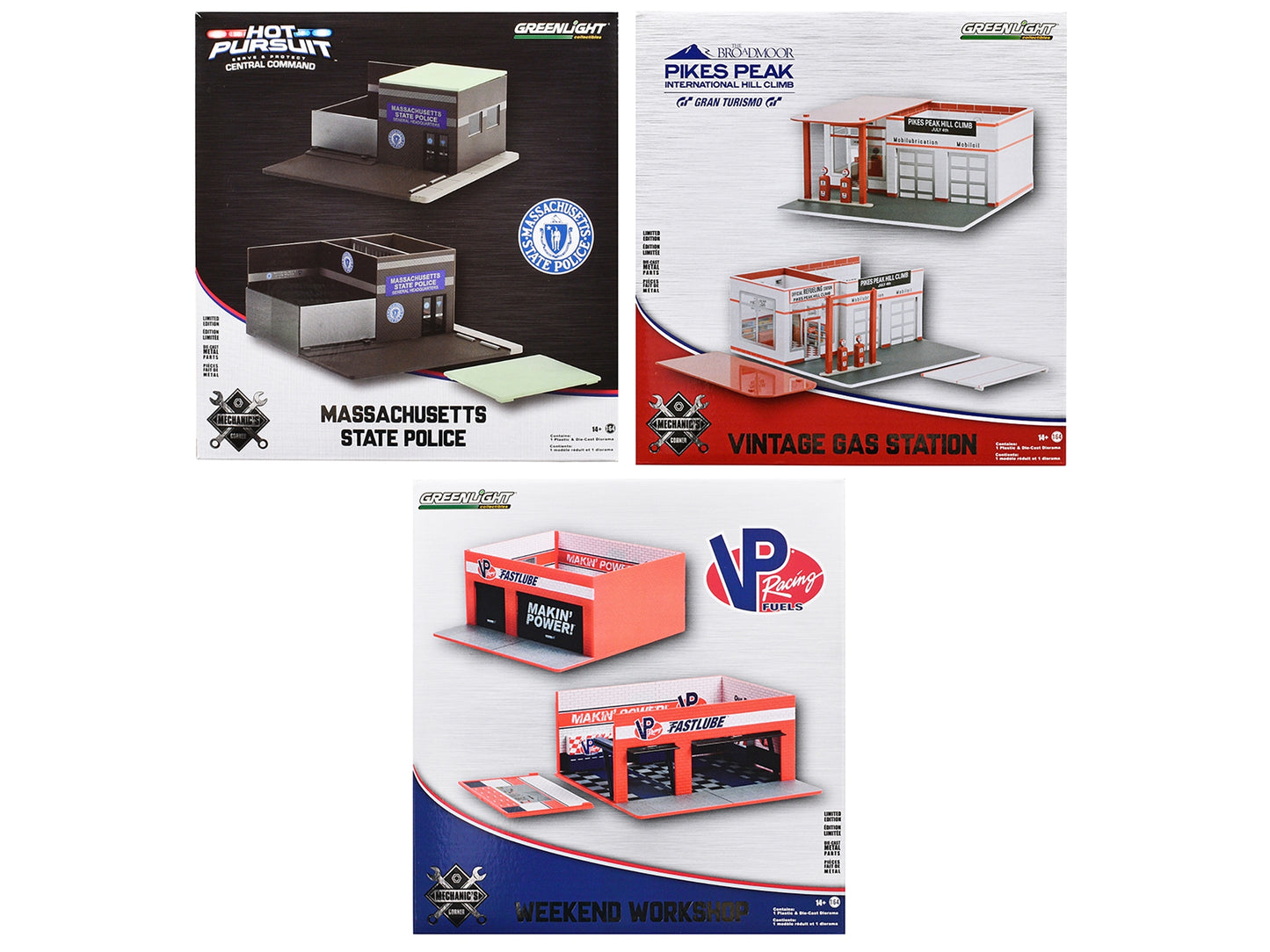 "Mechanic's Corner" Series 10 Set of 3 Dioramas for 1/64 Scale - Premium Dioramas from Greenlight - Just $99.89! Shop now at Rapidvehicles