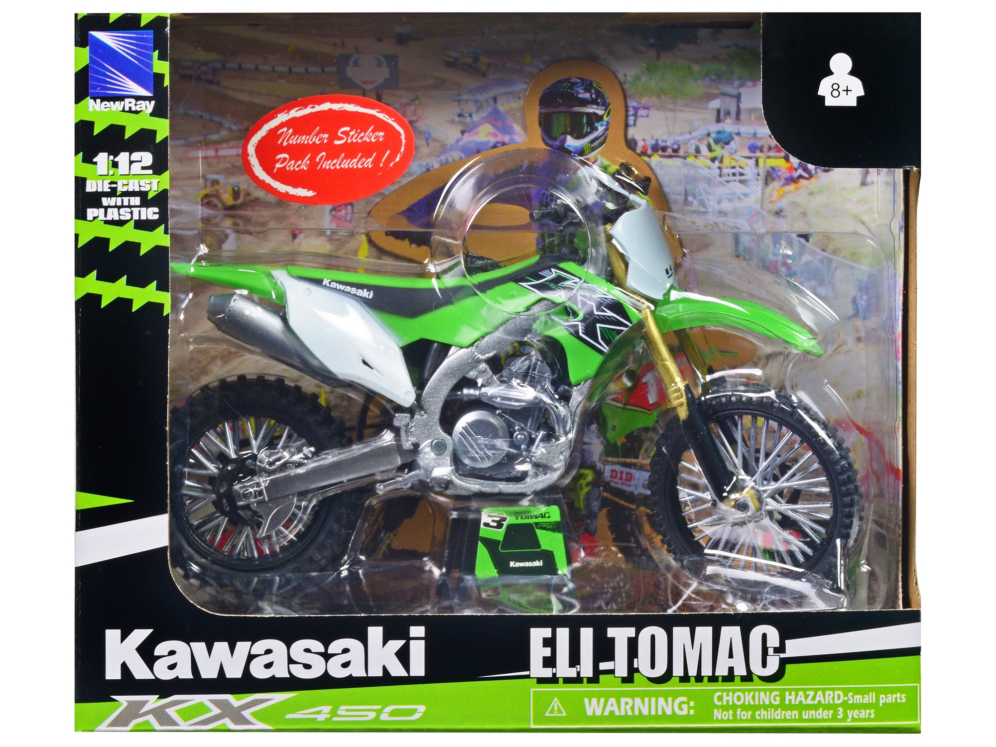 Kawasaki KX 450 #1 Eli Tomac Green 1/12 Diecast Motorcycle Model by New Ray - Premium  from New Ray - Just $53.99! Shop now at Rapidvehicles