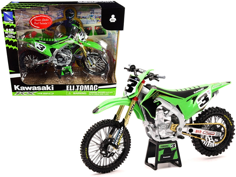 Kawasaki KX 450 #1 Eli Tomac Green 1/12 Diecast Motorcycle Model by New Ray - Premium Kawasaki Motorcycles from New Ray - Just $45.98! Shop now at Rapidvehicles